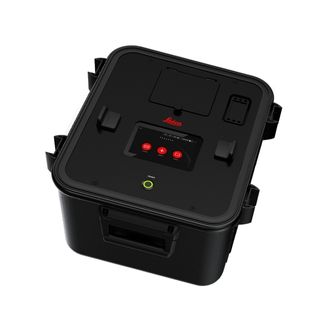 Leica Pegasus TRK control unit, a compact black device for 3D data pre-processing, AI-powered privacy blurring, storage expansion, and mission sharing.